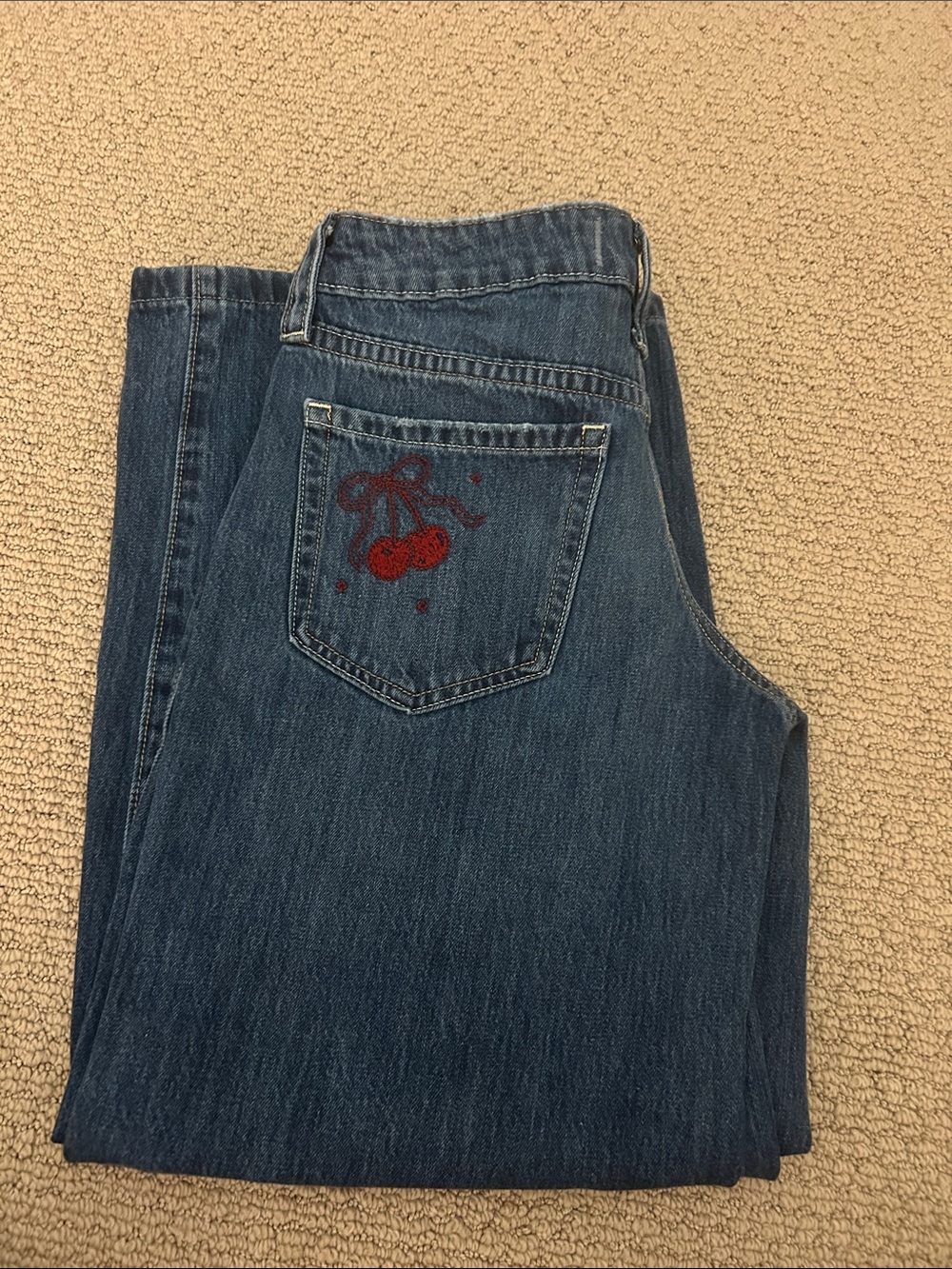 Hollister Blue Jeans with Red Cherry Accent